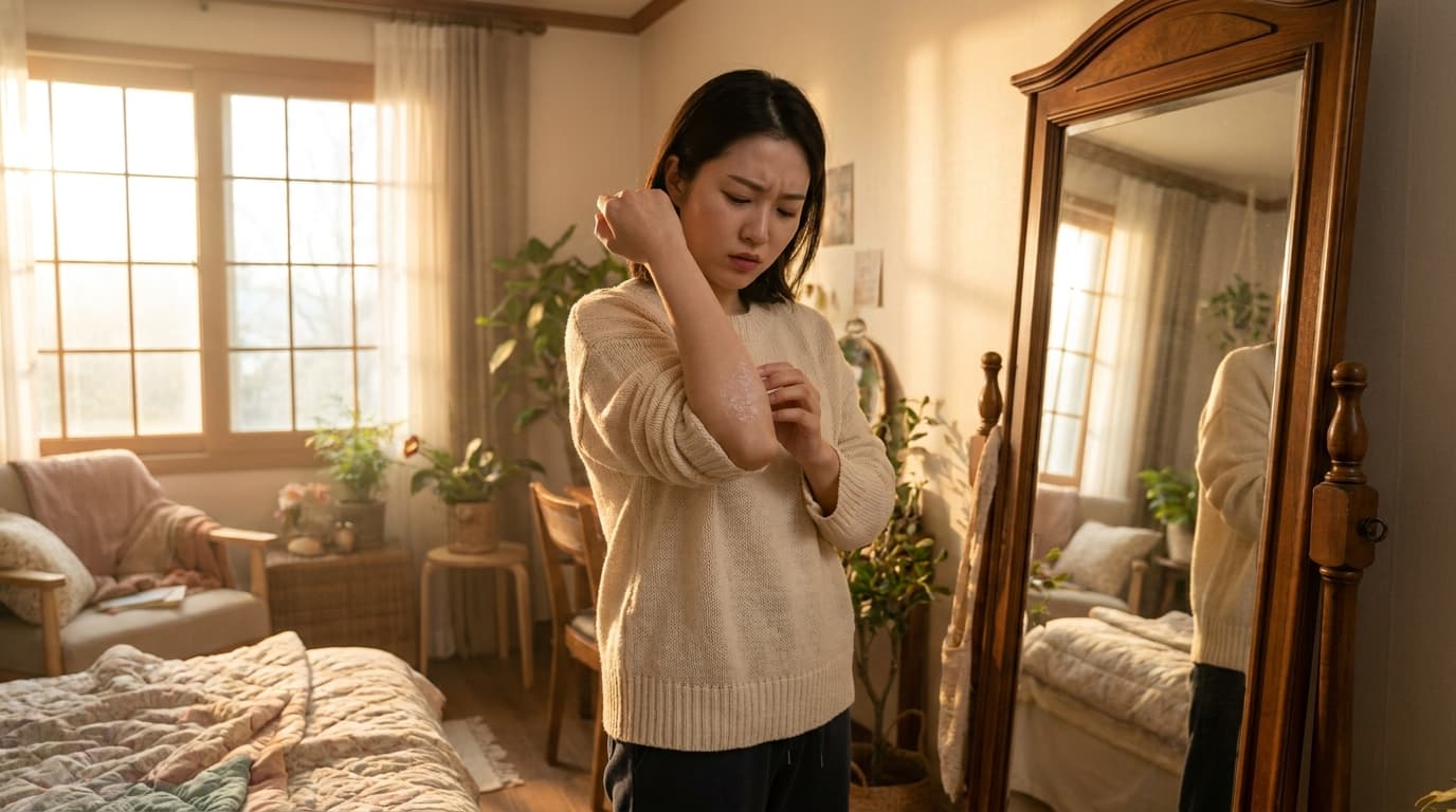 피부에 하얀 각질이 자꾸 일어나요, 단순 건조함일까요? 반복되는 피부 각질, 근본 원인부터 잡아야 합니다.