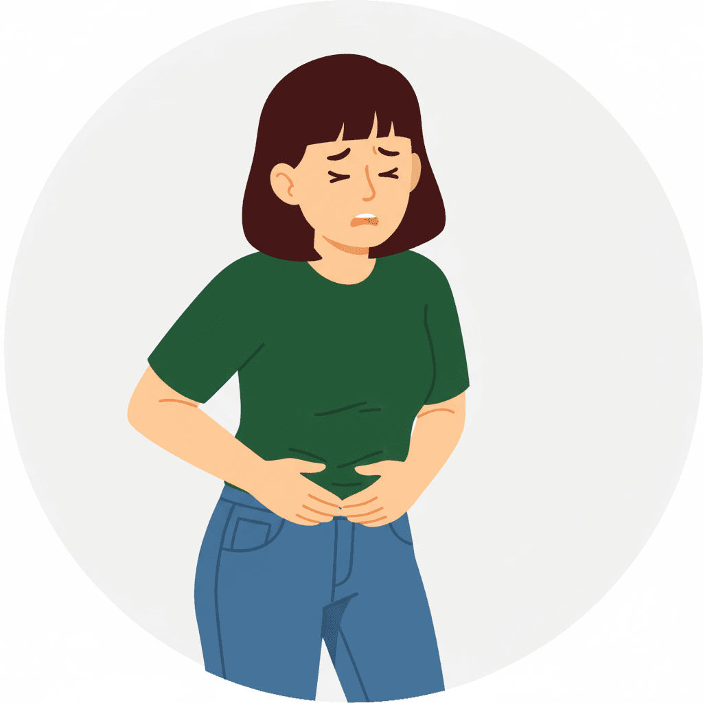 속이 더부룩하고, 메스꺼우면서 오는 두통